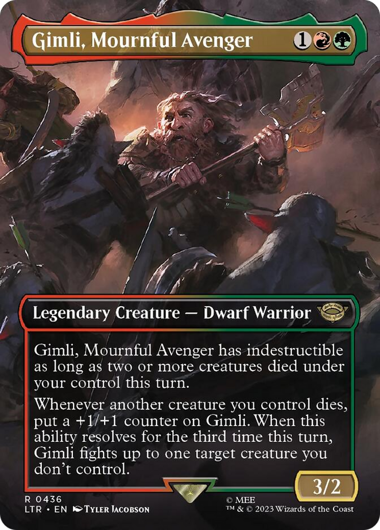 Gimli, Mournful Avenger (Borderless Alternate Art) [The Lord of the Rings: Tales of Middle-Earth] MTG Single Magic: The Gathering    | Red Claw Gaming