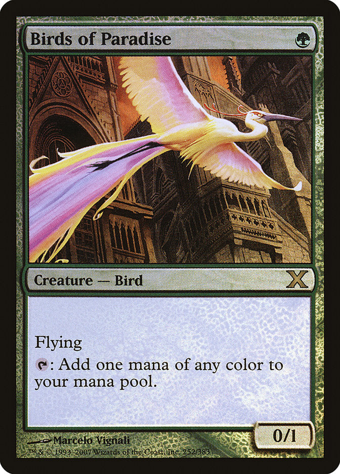 Birds of Paradise (Premium Foil) [Tenth Edition] MTG Single Magic: The Gathering    | Red Claw Gaming