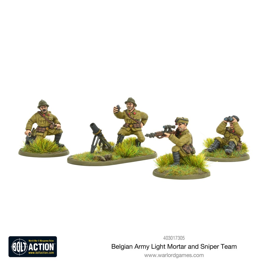 Belgian Army Light Mortar & Sniper Teams Belgian Warlord Games    | Red Claw Gaming