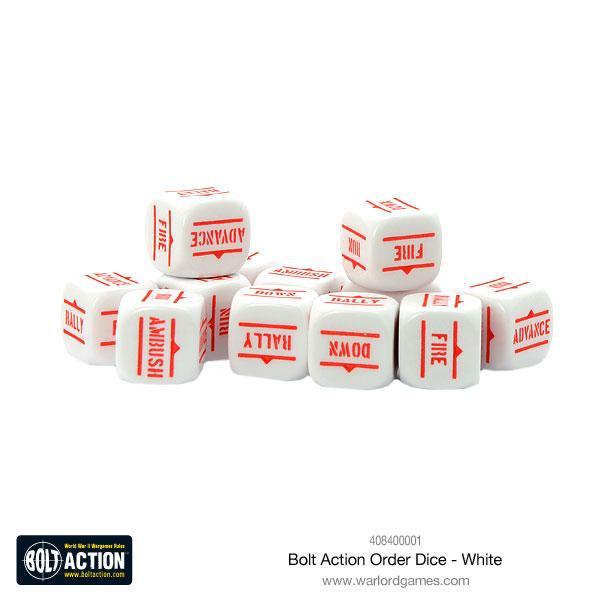 Bolt Action Orders Dice - White (12) Accessories Warlord Games    | Red Claw Gaming