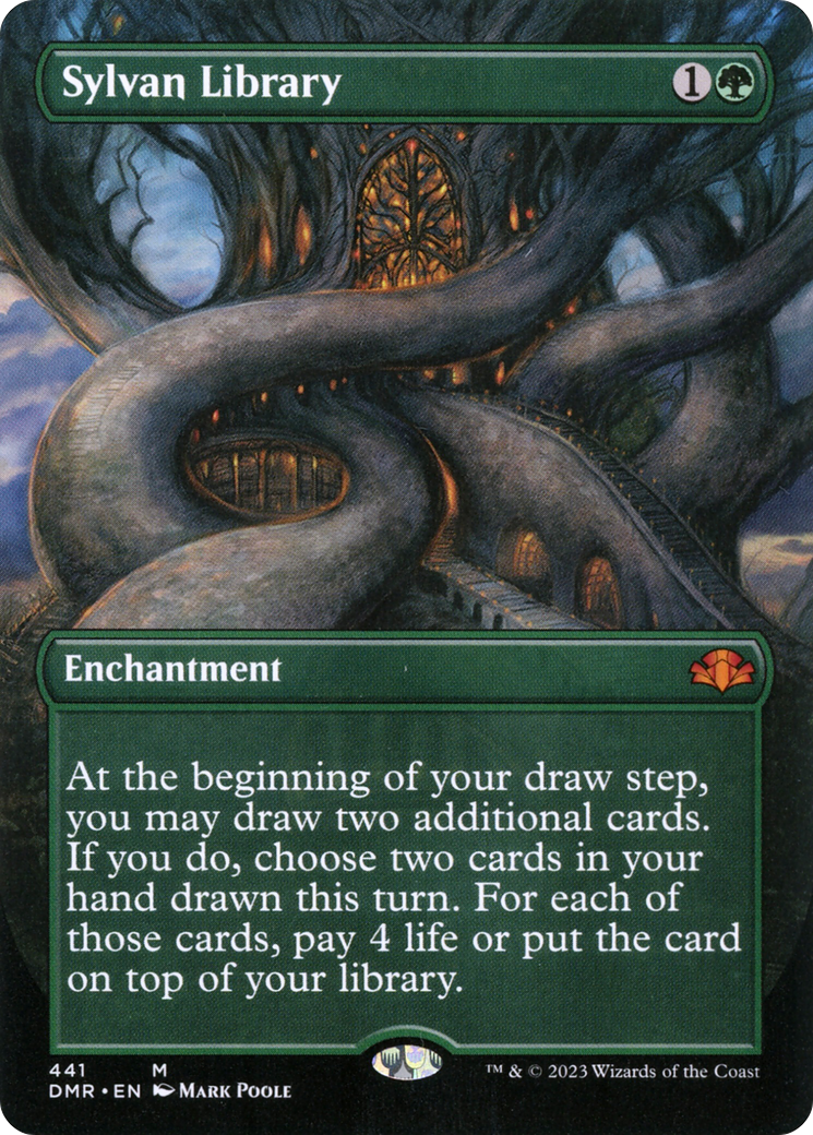 Sylvan Library (Borderless Alternate Art) [Dominaria Remastered] MTG Single Magic: The Gathering    | Red Claw Gaming