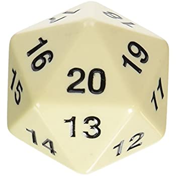 Jumbo Opaque D20 (Countdown) Dice Universal DIstribution Black   | Red Claw Gaming