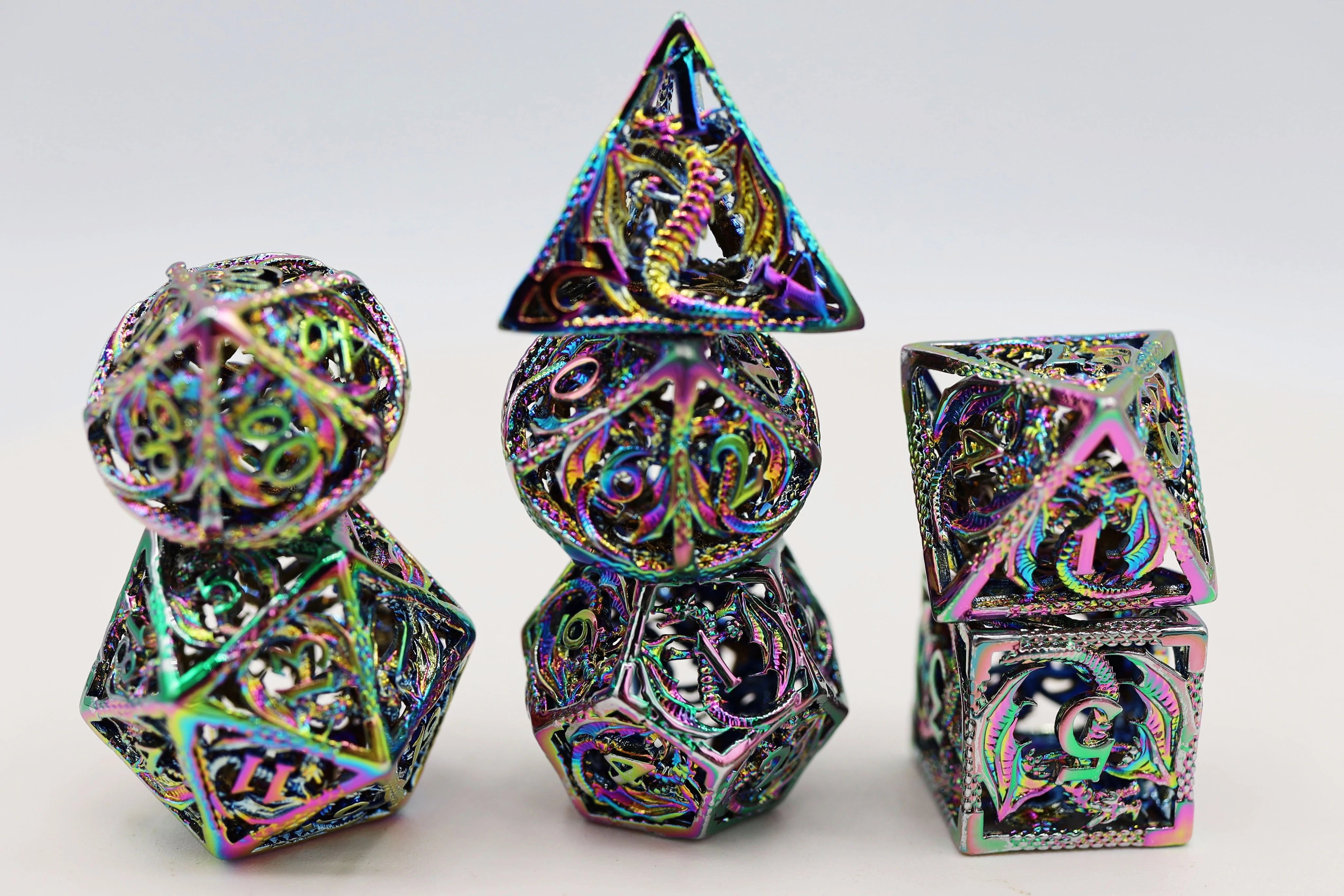 HOLLOW MYSTIC DRAGON RPG METAL DICE SET Dice & Counters Foam Brain Games    | Red Claw Gaming