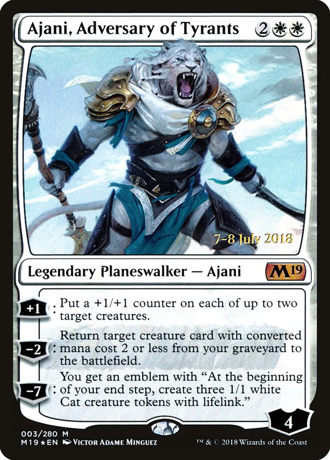 Ajani, Adversary of Tyrants [Core Set 2019 Prerelease Promos] MTG Single Magic: The Gathering    | Red Claw Gaming