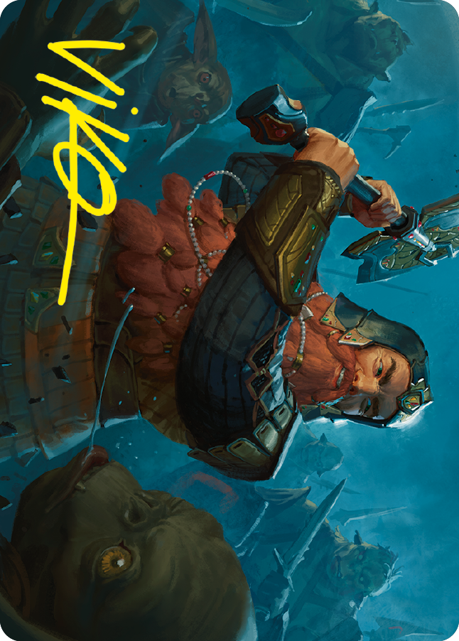 Gimli, Counter of Kills Art Card (10/81) (Gold-Stamped Signature) [The Lord of the Rings: Tales of Middle-earth Art Series] MTG Single Magic: The Gathering    | Red Claw Gaming