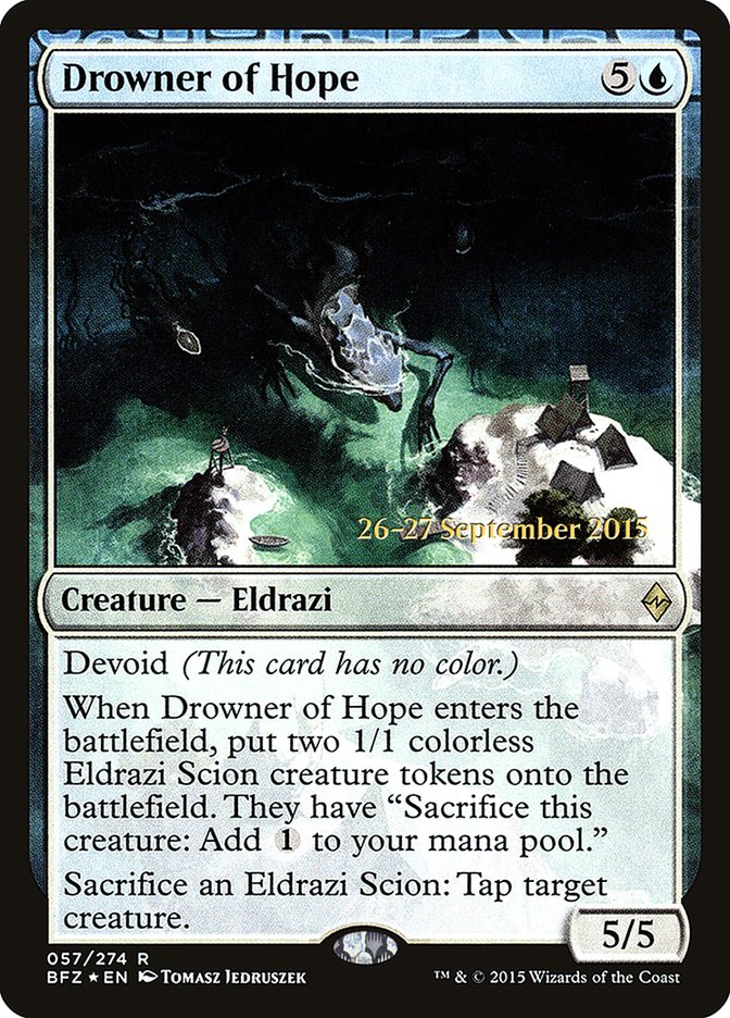 Drowner of Hope [Battle for Zendikar Prerelease Promos] MTG Single Magic: The Gathering    | Red Claw Gaming