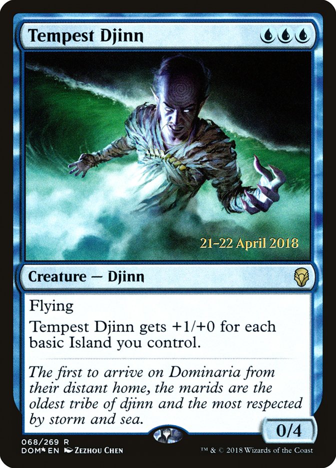 Tempest Djinn [Dominaria Prerelease Promos] MTG Single Magic: The Gathering    | Red Claw Gaming
