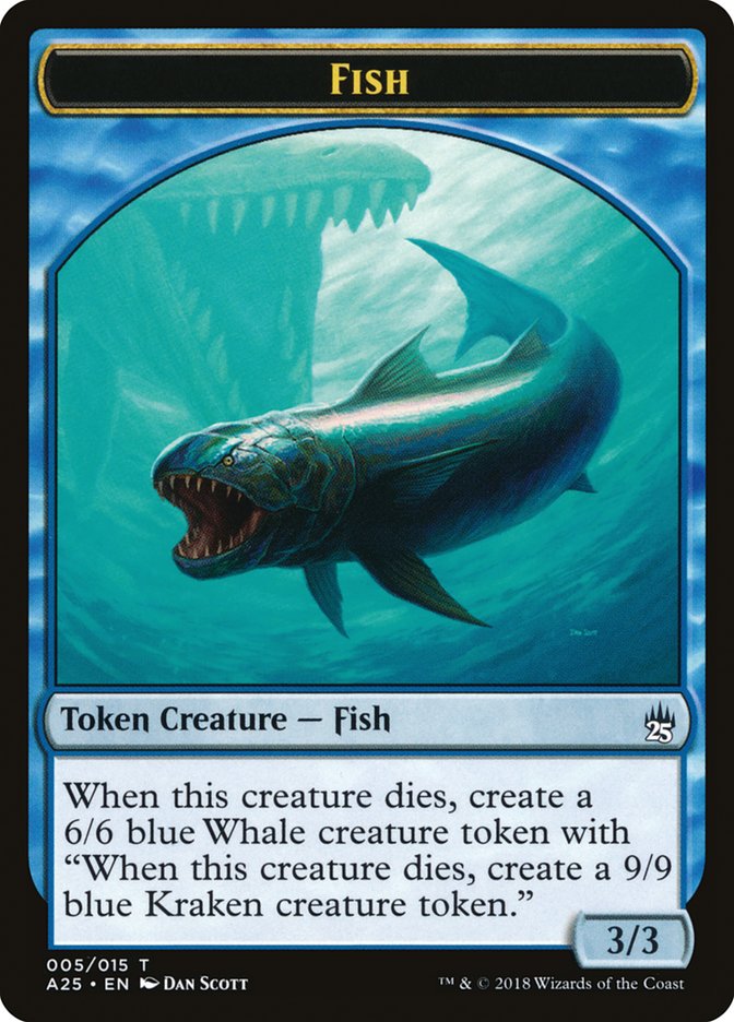 Fish // Kraken Double-Sided Token [Masters 25 Tokens] MTG Single Magic: The Gathering    | Red Claw Gaming