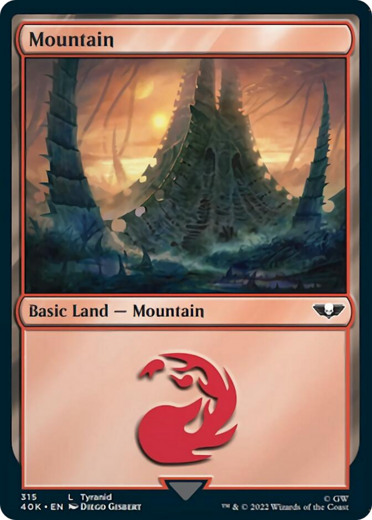Mountain (315) (Surge Foil) [Warhammer 40,000] MTG Single Magic: The Gathering    | Red Claw Gaming