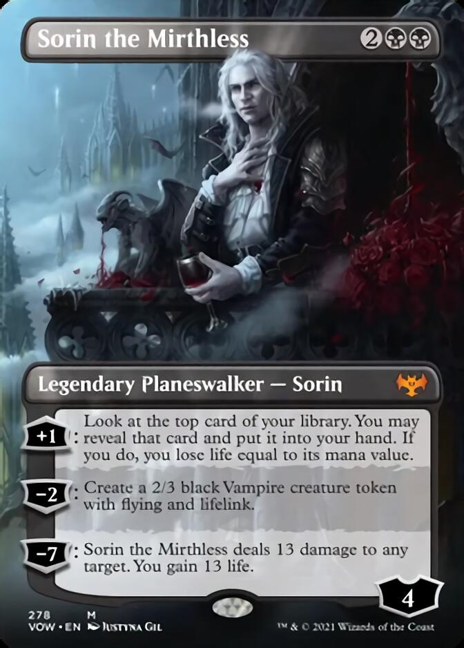 Sorin the Mirthless (Borderless) [Innistrad: Crimson Vow] MTG Single Magic: The Gathering    | Red Claw Gaming