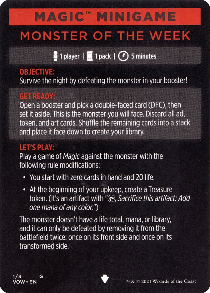 Monster of The Week (Magic Minigame) [Innistrad: Crimson Vow Minigame] MTG Single Magic: The Gathering    | Red Claw Gaming
