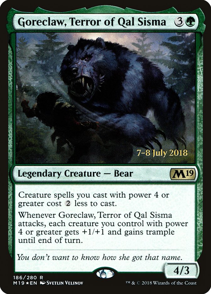 Goreclaw, Terror of Qal Sisma [Core Set 2019 Prerelease Promos] MTG Single Magic: The Gathering    | Red Claw Gaming