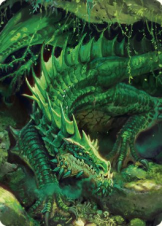 Lurking Green Dragon Art Card [Commander Legends: Battle for Baldur's Gate Art Series] MTG Single Magic: The Gathering    | Red Claw Gaming