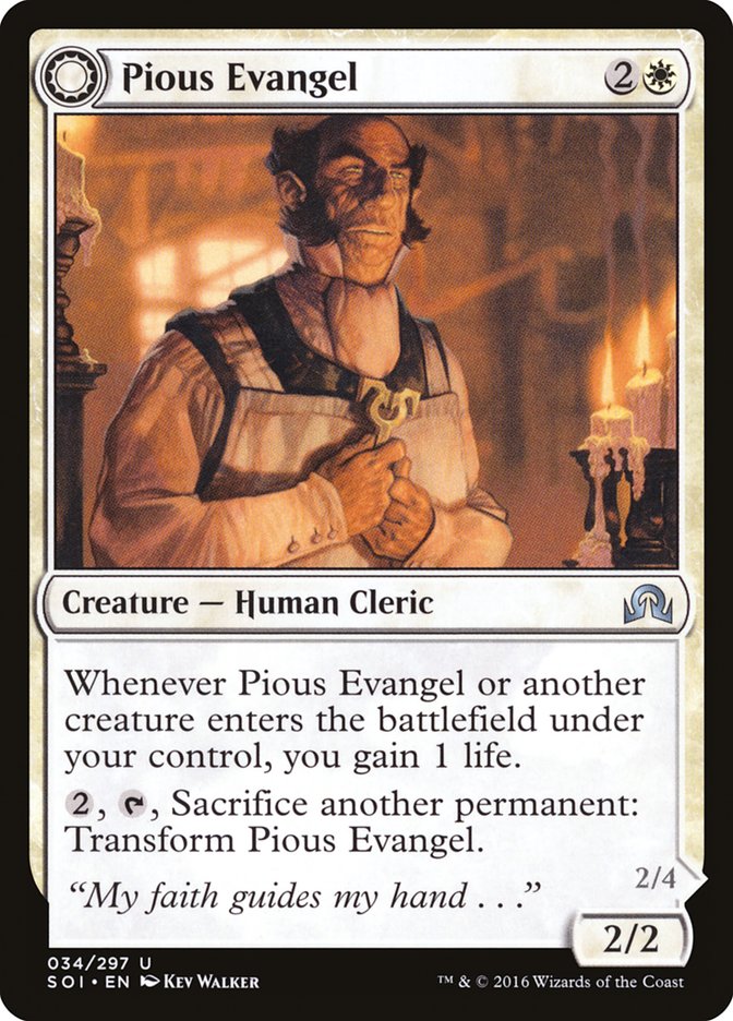 Pious Evangel // Wayward Disciple [Shadows over Innistrad] MTG Single Magic: The Gathering    | Red Claw Gaming