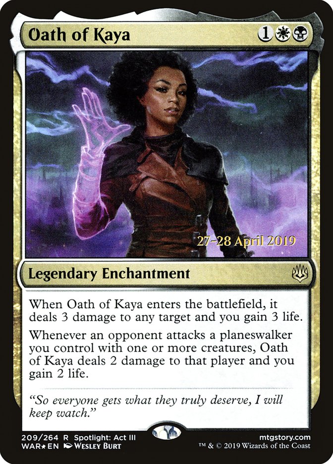Oath of Kaya [War of the Spark Prerelease Promos] MTG Single Magic: The Gathering    | Red Claw Gaming