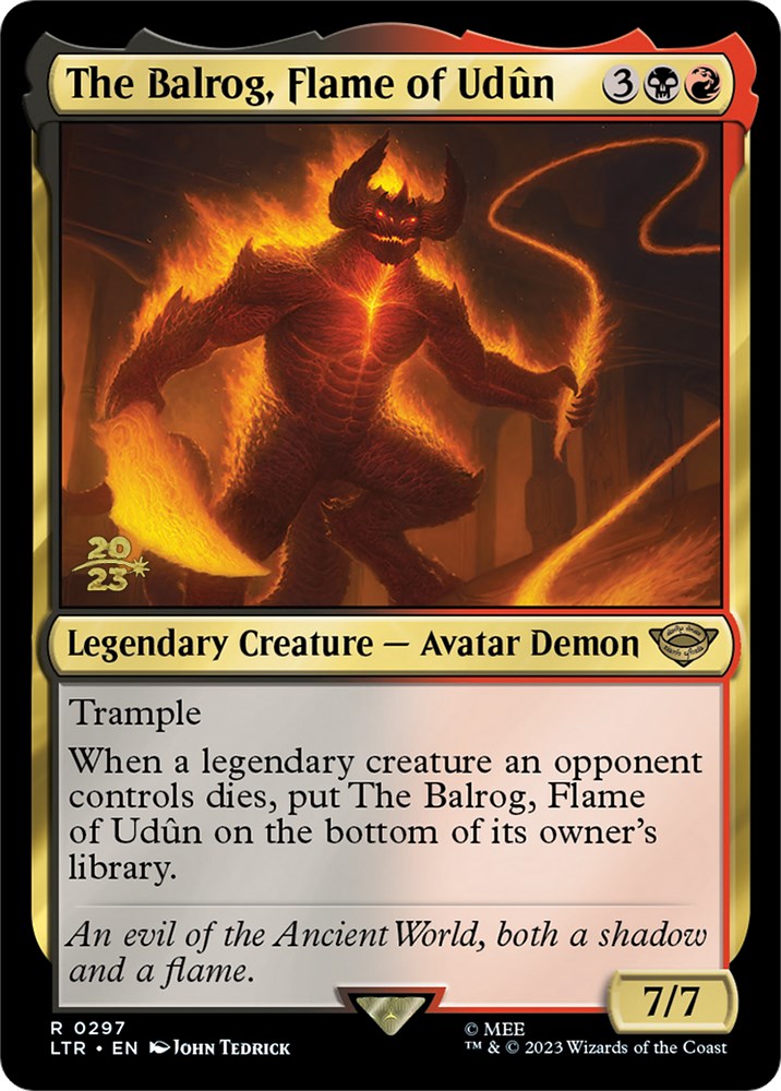 The Balrog, Flame of Udun [The Lord of the Rings: Tales of Middle-Earth Prerelease Promos] MTG Single Magic: The Gathering    | Red Claw Gaming