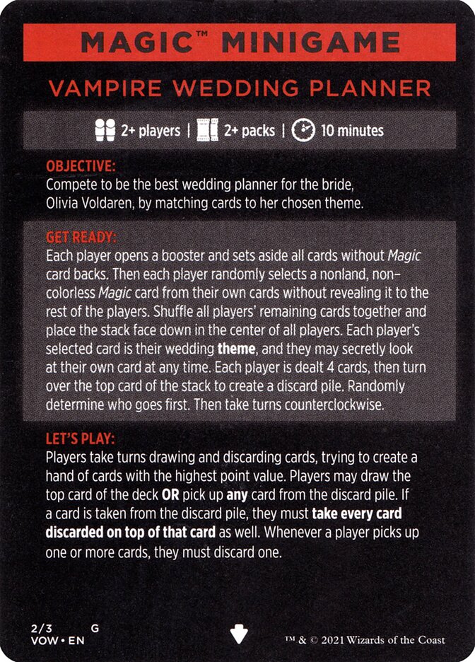 Vampire Wedding Planner (Magic Minigame) [Innistrad: Crimson Vow Minigame] MTG Single Magic: The Gathering    | Red Claw Gaming