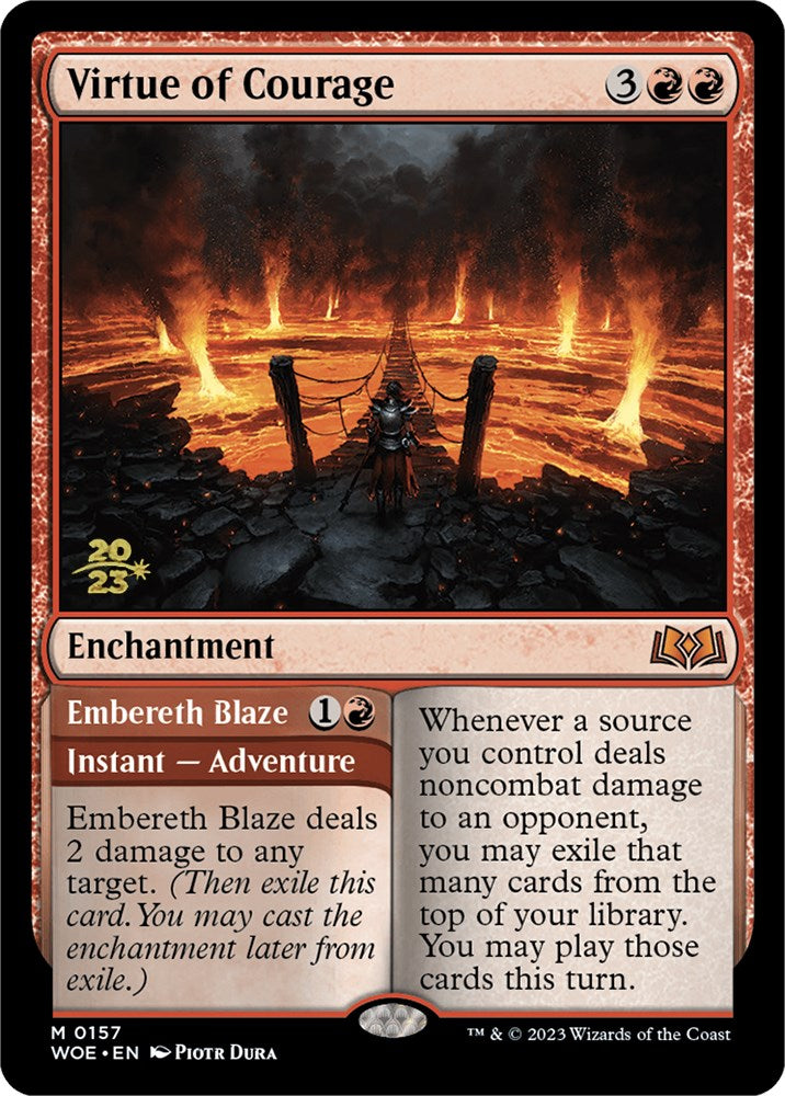 Virtue of Courage // Embereth Blaze [Wilds of Eldraine Prerelease Promos] MTG Single Magic: The Gathering    | Red Claw Gaming