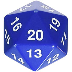 Jumbo Opaque D20 (Countdown) Dice Universal DIstribution Blue   | Red Claw Gaming