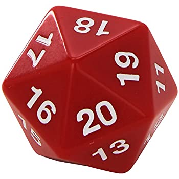 Jumbo Opaque D20 (Countdown) Dice Universal DIstribution Black   | Red Claw Gaming