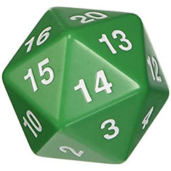 Jumbo Opaque D20 (Countdown) Dice Universal DIstribution Green   | Red Claw Gaming