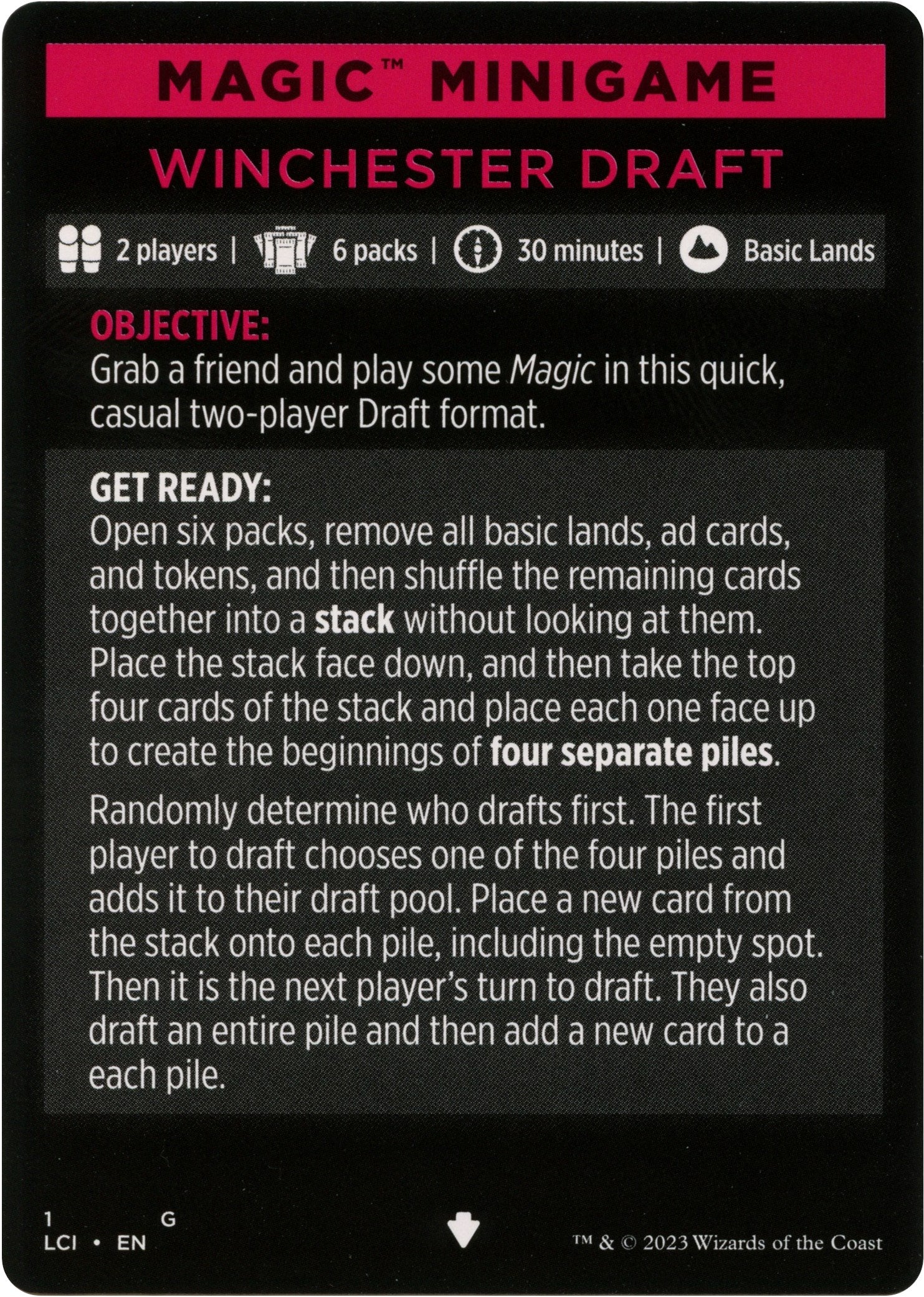 Winchester Draft (Magic Minigame) [The Lost Caverns of Ixalan Minigame] MTG Single Magic: The Gathering    | Red Claw Gaming