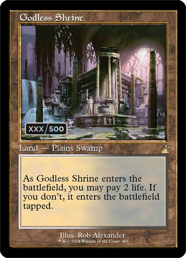 Godless Shrine (Retro) (Serialized) [Ravnica Remastered] MTG Single Magic: The Gathering    | Red Claw Gaming