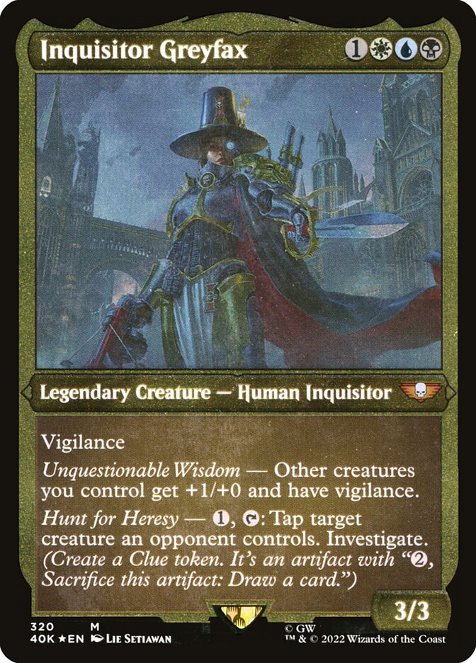 Inquisitor Greyfax (Display Commander) (Etched Foil) [Warhammer 40,000] MTG Single Magic: The Gathering    | Red Claw Gaming
