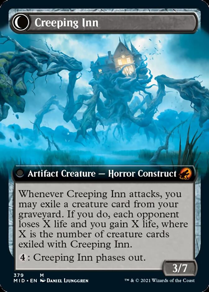 Hostile Hostel // Creeping Inn (Extended Art) [Innistrad: Midnight Hunt] MTG Single Magic: The Gathering    | Red Claw Gaming