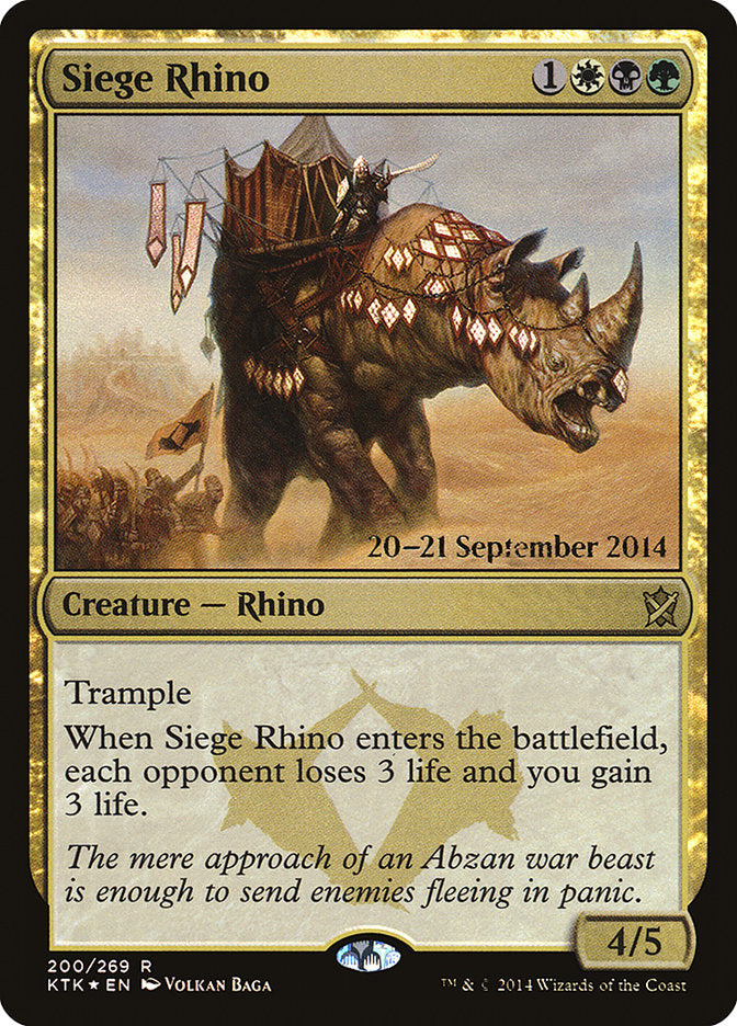 Siege Rhino [Khans of Tarkir Prerelease Promos] MTG Single Magic: The Gathering    | Red Claw Gaming