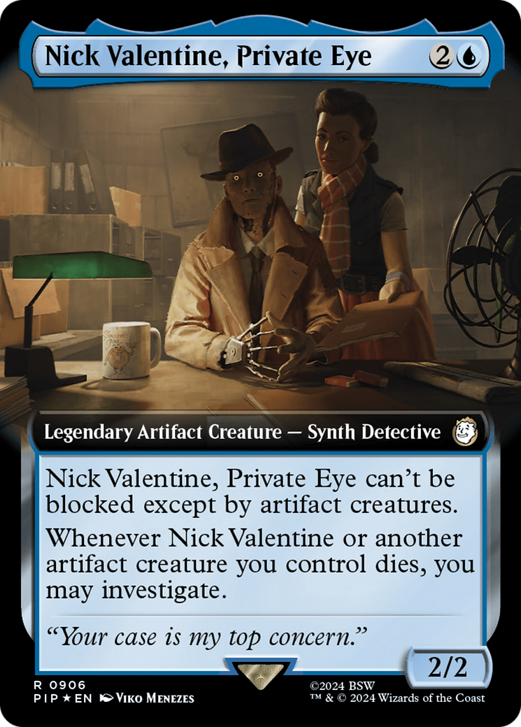 Nick Valentine, Private Eye (Extended Art) (Surge Foil) [Fallout] MTG Single Magic: The Gathering    | Red Claw Gaming