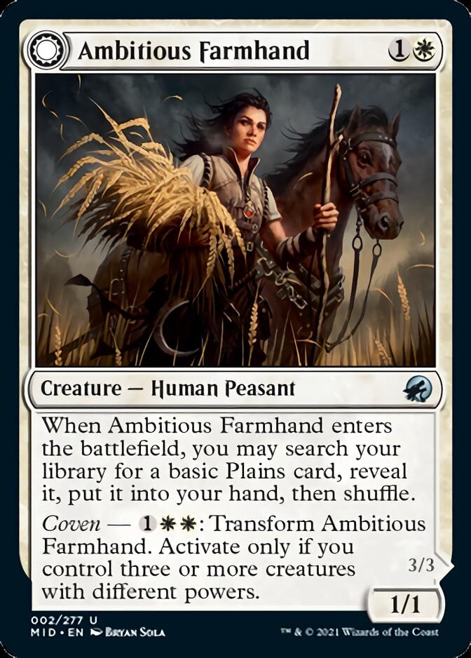 Ambitious Farmhand // Seasoned Cathar [Innistrad: Midnight Hunt] MTG Single Magic: The Gathering    | Red Claw Gaming