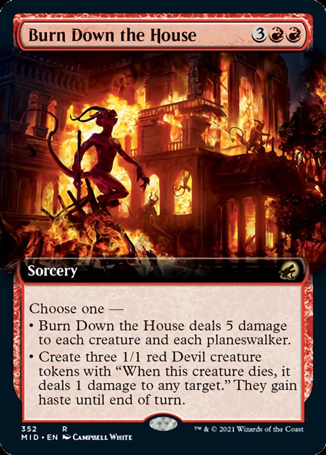 Burn Down the House (Extended Art) [Innistrad: Midnight Hunt] MTG Single Magic: The Gathering    | Red Claw Gaming