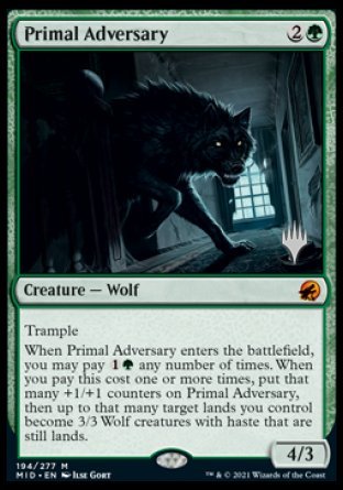 Primal Adversary (Promo Pack) [Innistrad: Midnight Hunt Promos] MTG Single Magic: The Gathering    | Red Claw Gaming
