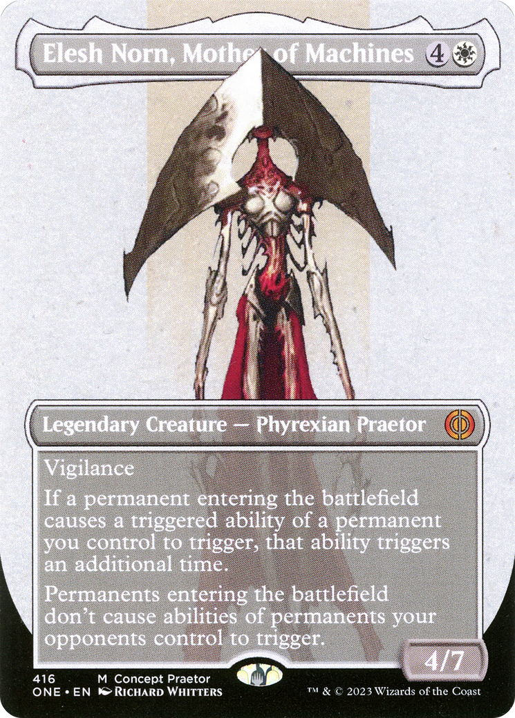 Elesh Norn, Mother of Machines (Borderless Concept Praetors) [Phyrexia: All Will Be One] MTG Single Magic: The Gathering    | Red Claw Gaming