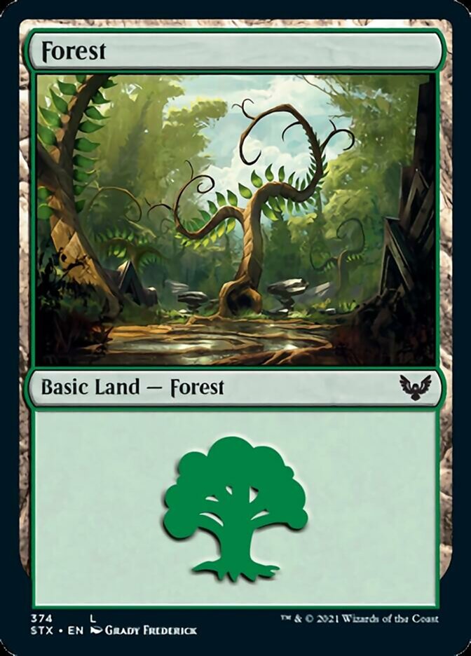 Forest (374) [Strixhaven: School of Mages] MTG Single Magic: The Gathering    | Red Claw Gaming
