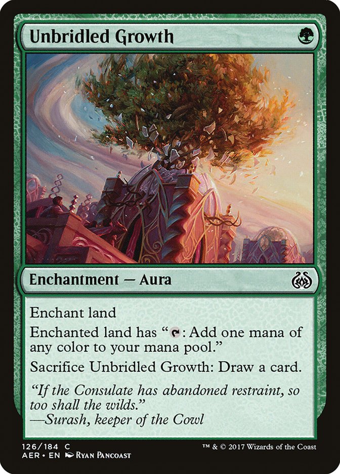 Unbridled Growth [Aether Revolt] MTG Single Magic: The Gathering    | Red Claw Gaming