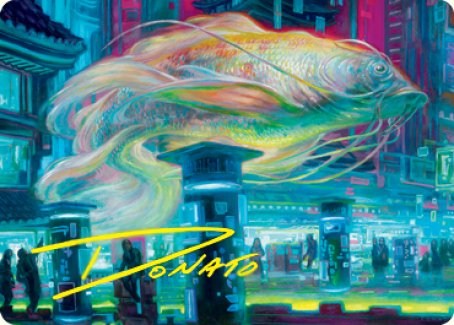 Skyswimmer Koi Art Card (Gold-Stamped Signature) [Kamigawa: Neon Dynasty Art Series] MTG Single Magic: The Gathering    | Red Claw Gaming