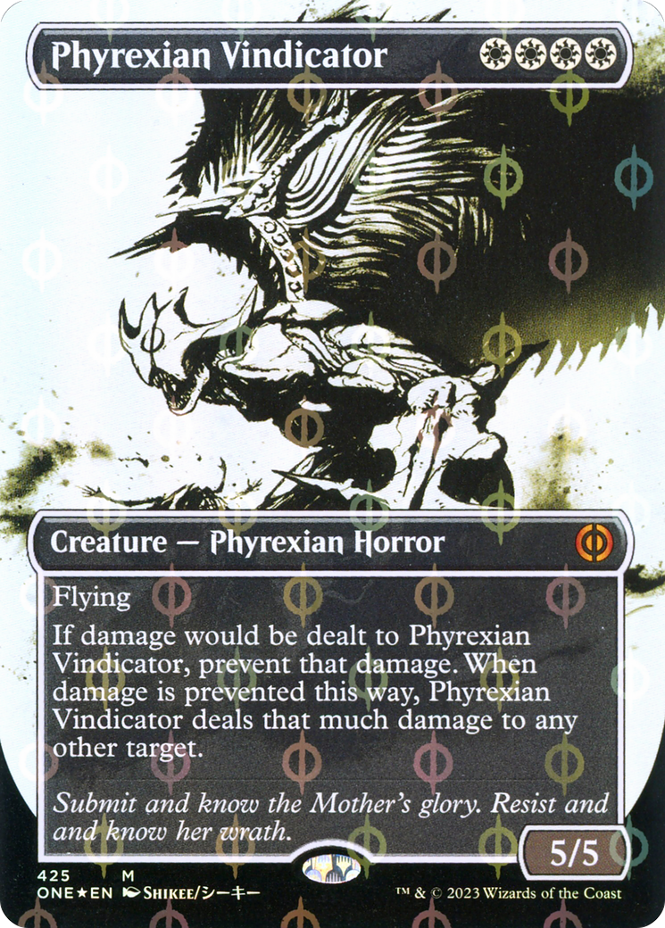 Phyrexian Vindicator (Borderless Ichor Step-and-Compleat Foil) [Phyrexia: All Will Be One] MTG Single Magic: The Gathering    | Red Claw Gaming