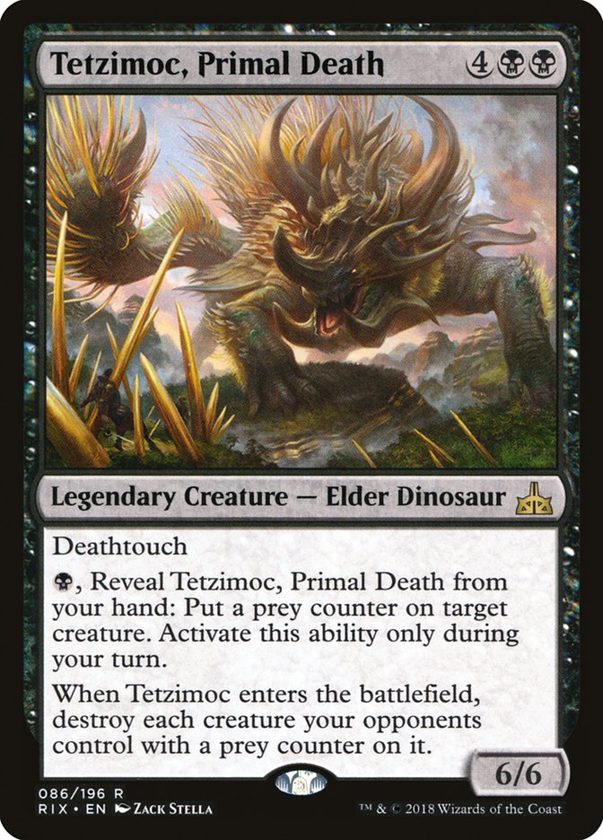 Tetzimoc, Primal Death [Rivals of Ixalan] MTG Single Magic: The Gathering    | Red Claw Gaming