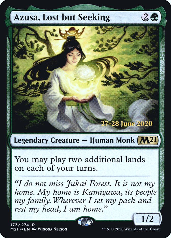 Azusa, Lost but Seeking [Core Set 2021 Prerelease Promos] MTG Single Magic: The Gathering    | Red Claw Gaming