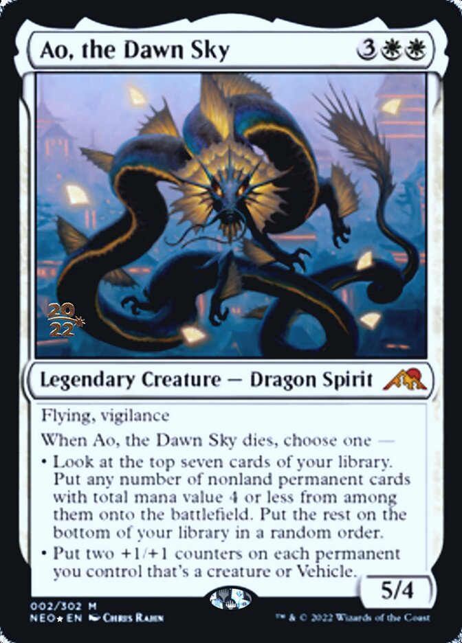 Ao, the Dawn Sky [Kamigawa: Neon Dynasty Prerelease Promos] MTG Single Magic: The Gathering    | Red Claw Gaming