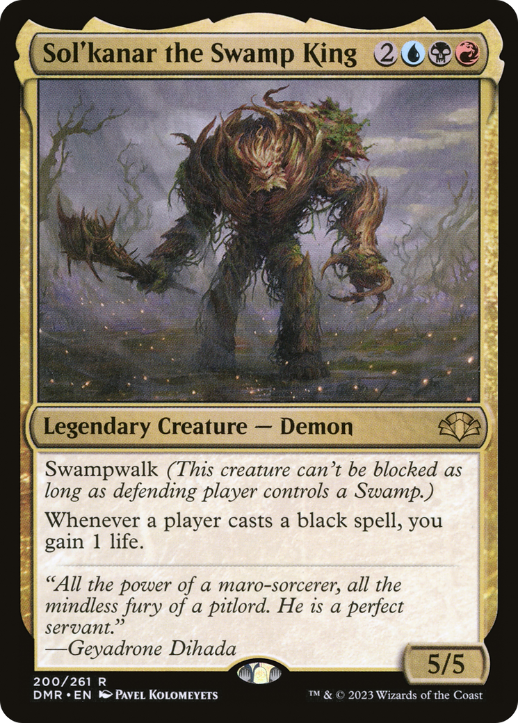 Sol'kanar the Swamp King [Dominaria Remastered] MTG Single Magic: The Gathering    | Red Claw Gaming