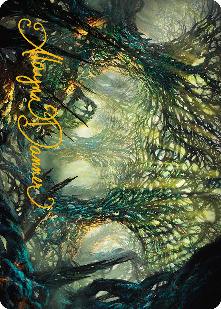 The Hunter Maze Art Card (Gold-Stamped Signature) [Phyrexia: All Will Be One Art Series] MTG Single Magic: The Gathering    | Red Claw Gaming