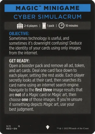 Cyber Simulacrum (Magic Minigame) [Kamigawa: Neon Dynasty Minigame] MTG Single Magic: The Gathering    | Red Claw Gaming