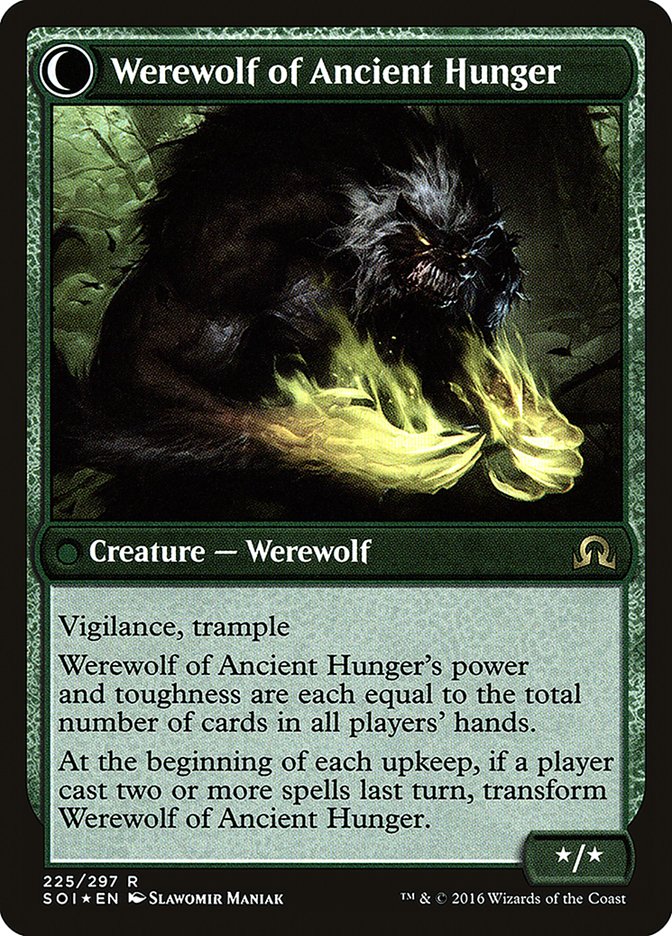 Sage of Ancient Lore // Werewolf of Ancient Hunger [Shadows over Innistrad Prerelease Promos] MTG Single Magic: The Gathering    | Red Claw Gaming