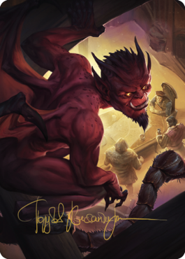 Nefarious Imp Art Card (Gold-Stamped Signature) [Commander Legends: Battle for Baldur's Gate Art Series] MTG Single Magic: The Gathering    | Red Claw Gaming