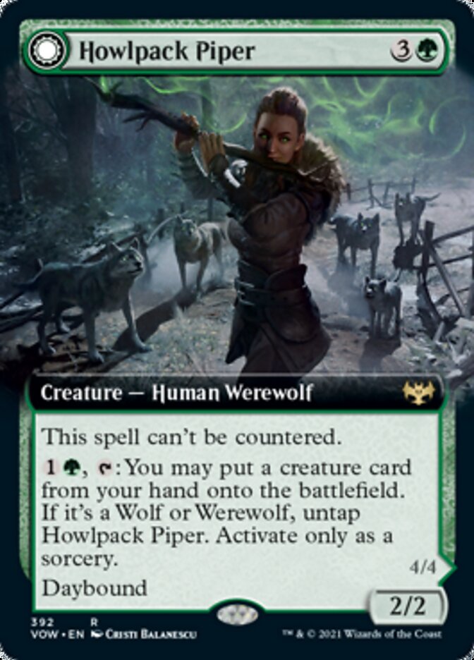 Howlpack Piper // Wildsong Howler (Extended Art) [Innistrad: Crimson Vow] MTG Single Magic: The Gathering    | Red Claw Gaming