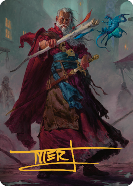 Elminster Art Card (64) (Gold-Stamped Signature) [Commander Legends: Battle for Baldur's Gate Art Series] MTG Single Magic: The Gathering    | Red Claw Gaming