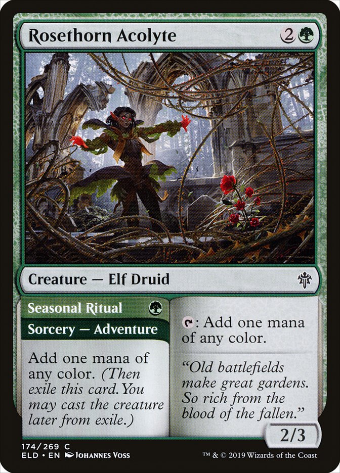 Rosethorn Acolyte // Seasonal Ritual [Throne of Eldraine] MTG Single Magic: The Gathering    | Red Claw Gaming